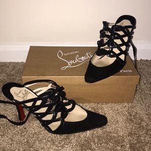 Christian Louboutin Black Lace-up Heels Size 36.5